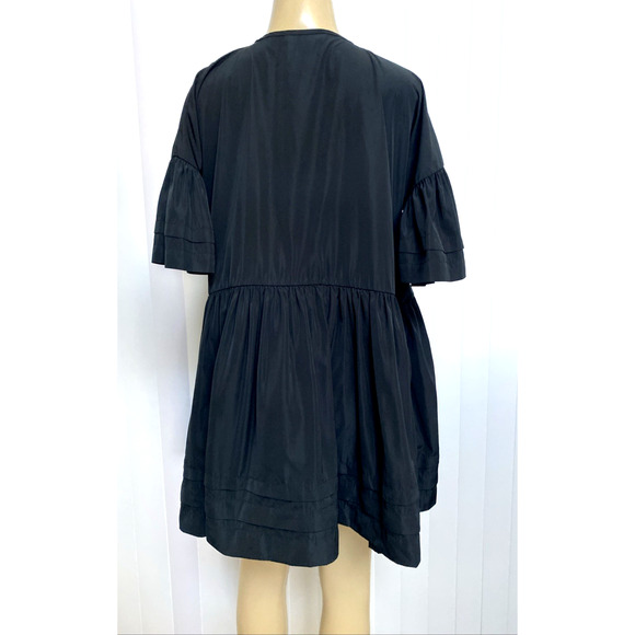 CECILIE BAHNSEN Black Wrap Dress Short Sleeve Ruffled V neck Mini XS S - Picture 6 of 10